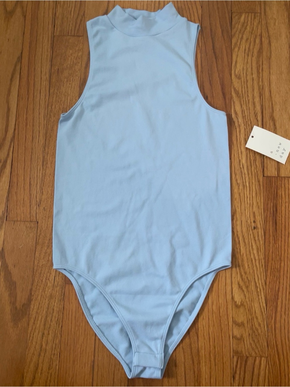 NWT Light Blue Mock-up Neck Sleeveless Bodysuit